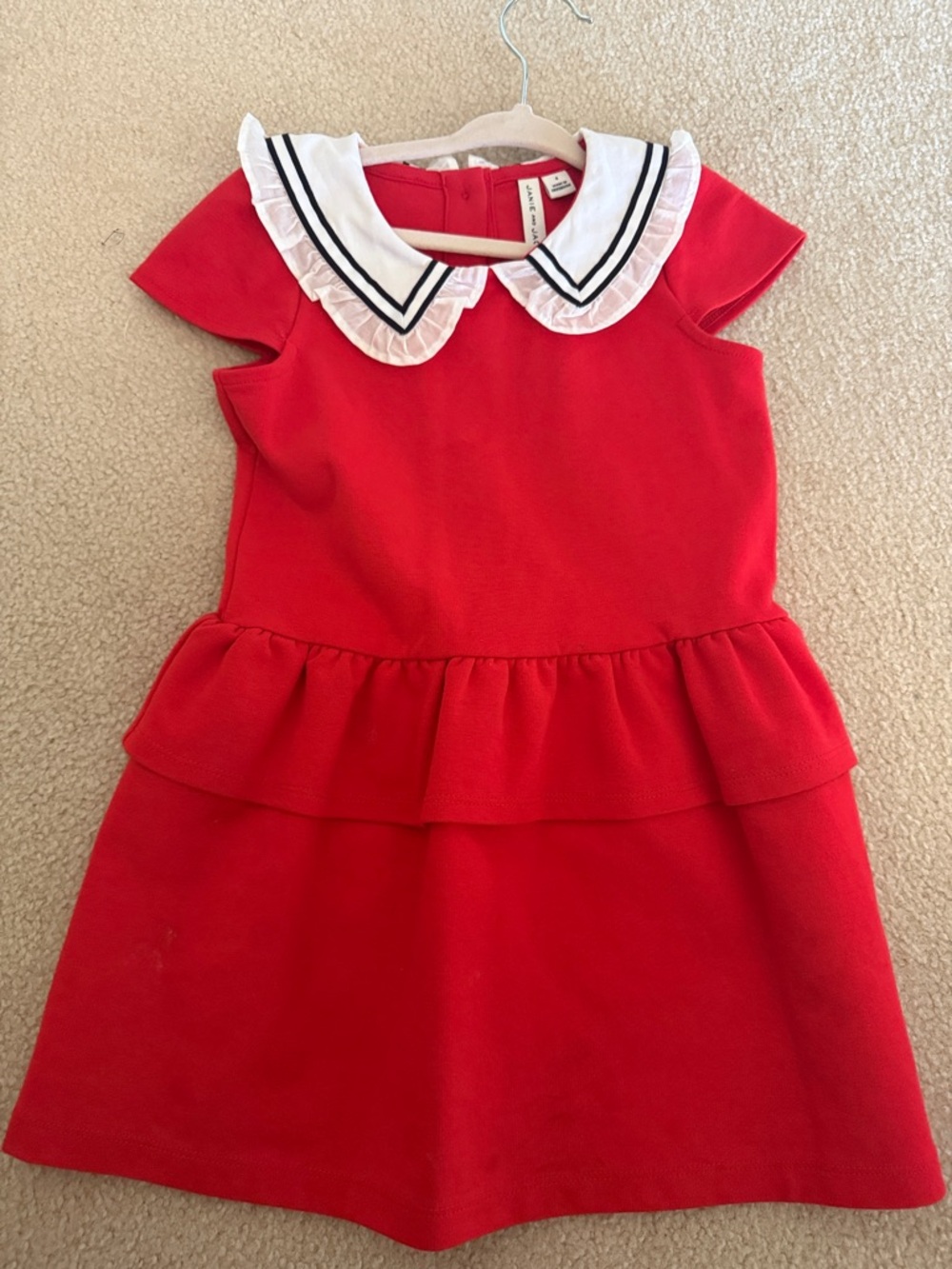 Janie and Jack Red Dress with White Peter Pan Collar